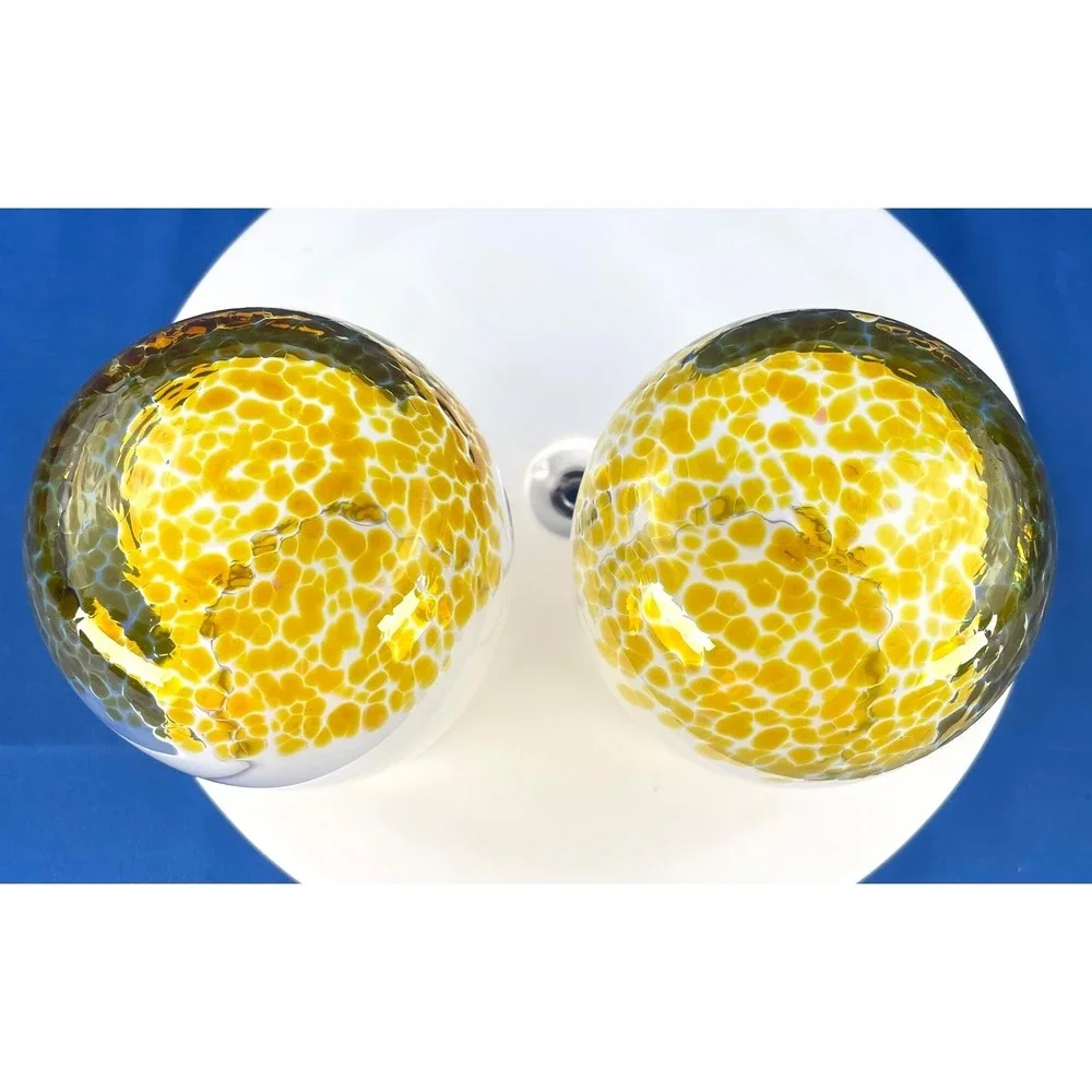 Art Glass Stemless Wine Glasses Set 8 Multicolor‎ Hand Blown Style 13 Oz